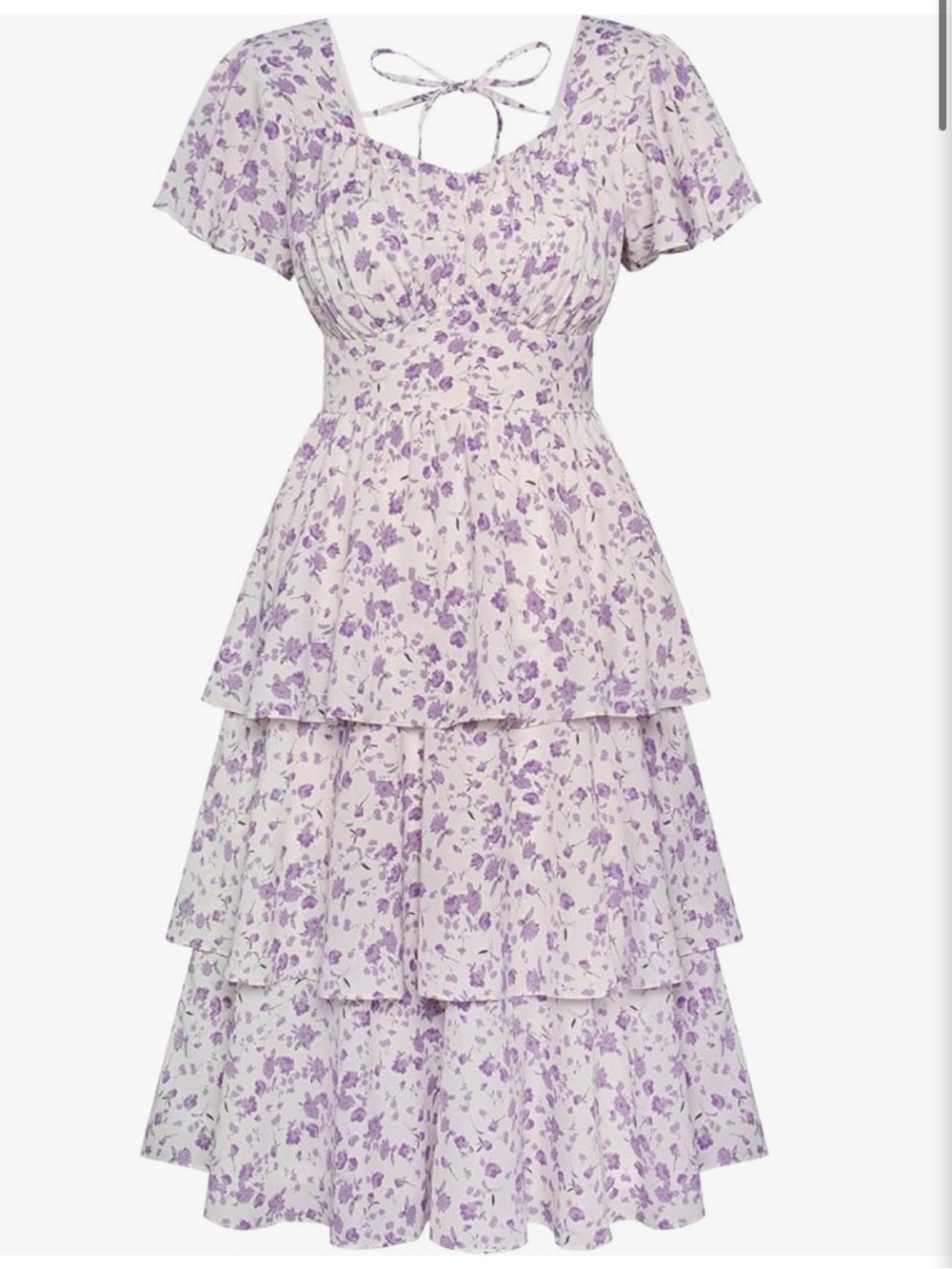 Belle Poque Women's Vintage Square Neck Tea Party Tiered Midi Dress Floral L
